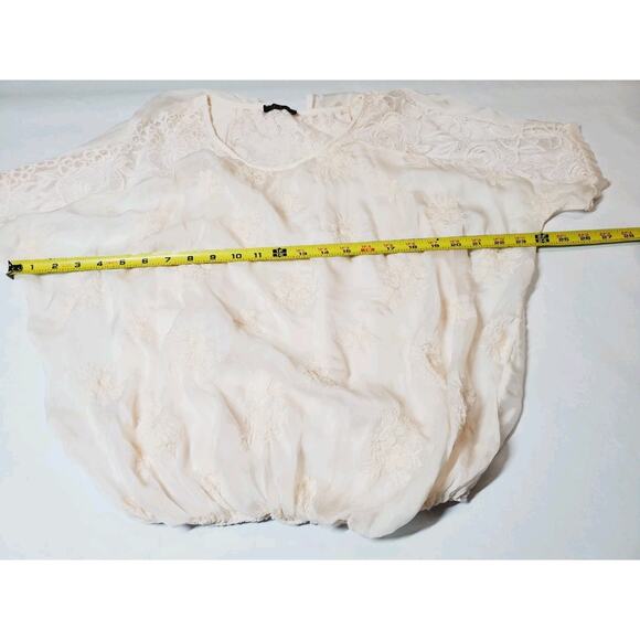 Lola Made In Italy Womens Small Top 100% Silk Flowey Layered Pink Embroidered - Picture 7 of 9